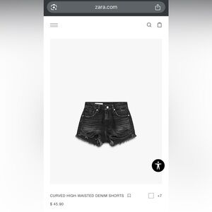 Zara Curved High Waisted Black Denim Cut-Off Jean Shorts